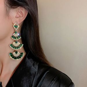 Vintage Green Crystal Drop Earrings. New